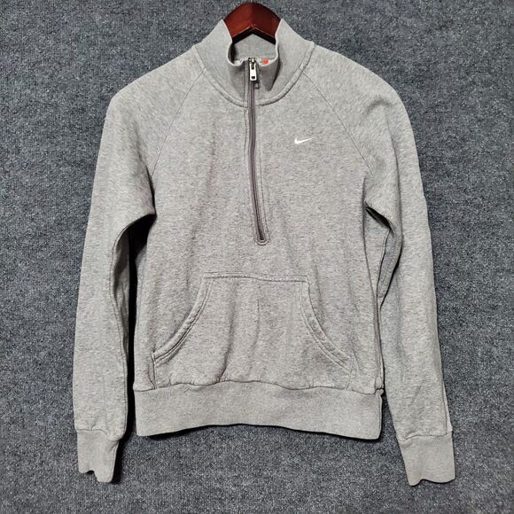 Vintage Nike Sweater Womens M Grey Pullover Quarter Sweatshirt Outdoor Run Gym - Picture 5 of 12
